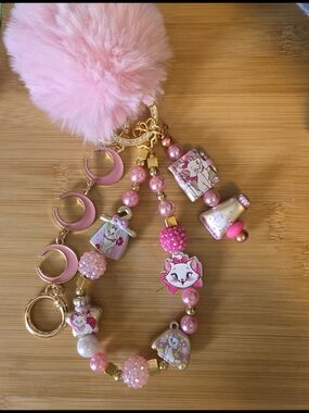 Marie Cat Kitty PomPom Keychain For Purse, Phone & Junk Chain